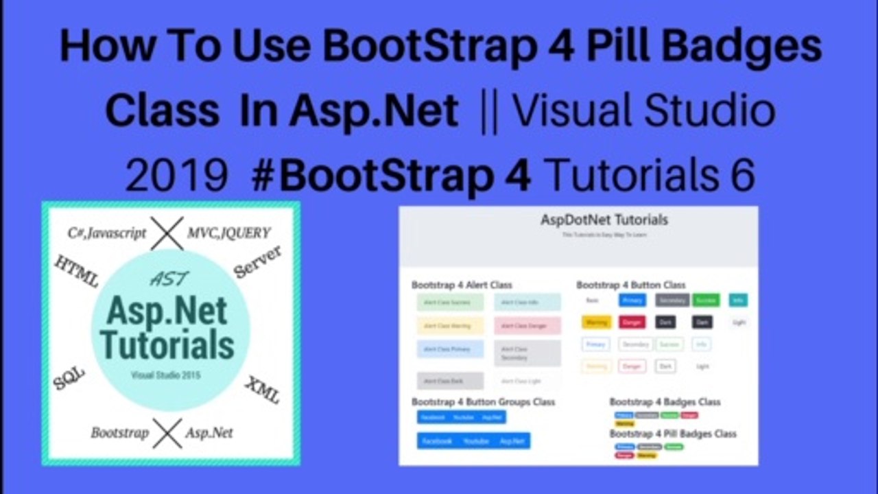 How to use bootstrap 4 pill badges class in asp.net || visual studio 2019 #bootstrap 4 tutorials 6