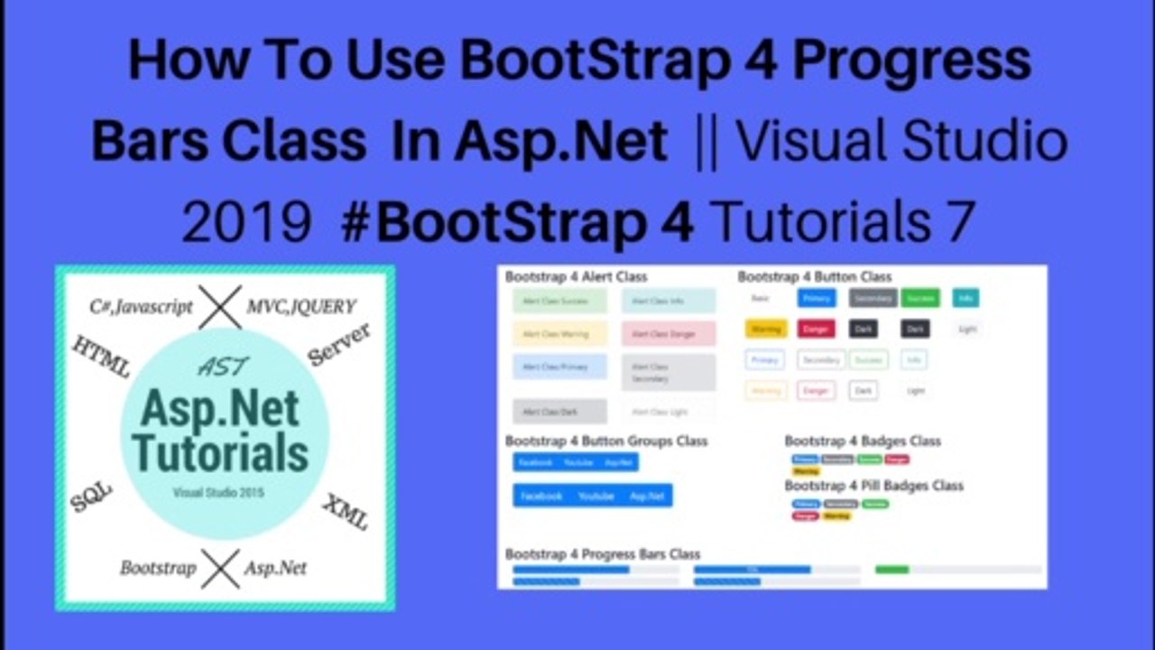 How to use bootstrap 4 progress bars class in asp.net || visual studio 2019 #bootstrap 4 tutorials 7