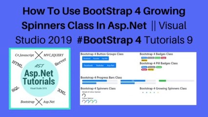 How to use bootstrap 4 growing spinners class in asp.net || visual studio 2019 #bootstrap 4 tutorials 9
