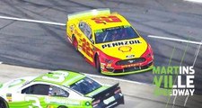 Logano spins after hitting wall from contact with Hamlin