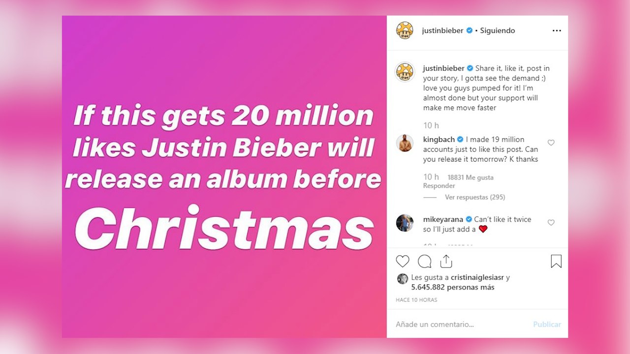 Justin Bieber valora volver a publicar un nuevo álbum