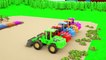 Excavation trucks that feed cows, learn farm animals with vehicles