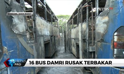 16 Bangkai Bus Damri Terbakar di Depo Damri Bandung