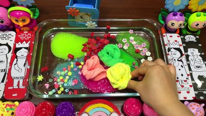 Festival of Colors !! Mixing Random Things Into Slime !! Satisfying Clear Slime Smoothies #725