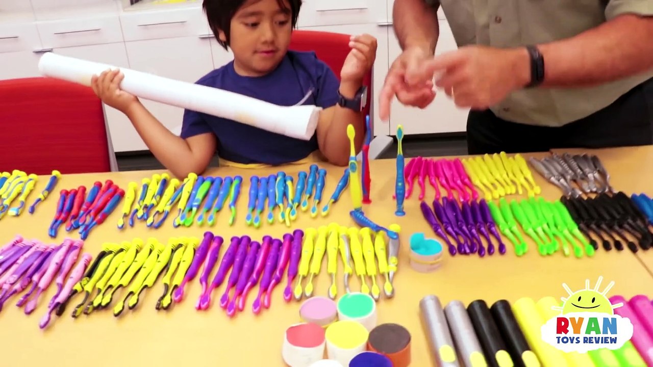 Ryan Build his own Toothbrush at the Colgate Factory! New Ryan's World Dental Care Revealed!
