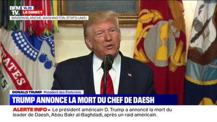 Le chef de Daesh s'est fait exploser avec sa "veste" chargée d'explosifs, précise Donald Trump