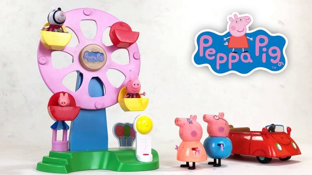 Peppa Pig Rides the Ferris Wheel at the Fun Fair with Zoe Zebra Lights and Sounds || Keith's Toy Box