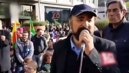 Terör destekçisi Şivan Perver Brüksel'de PKK eylemine katıldı