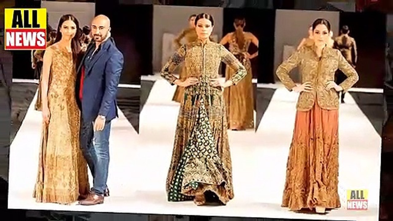 Renowned dress designer loses balance during ramp walk with Shaniera Akram | Karachi Fashion Show | Fashion 2019