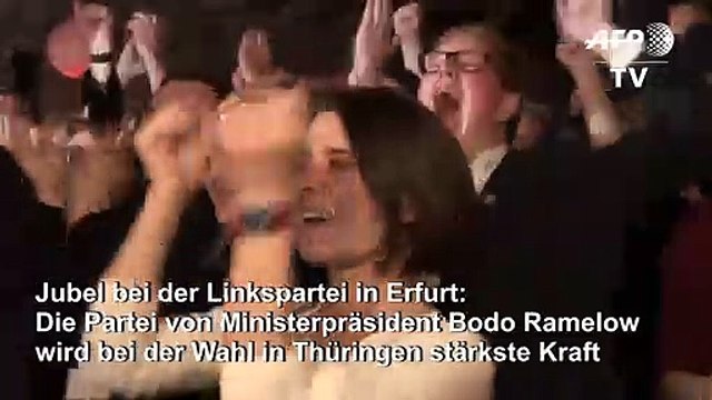 Thüringen- Wahl: Linke-Anhänger feiern Wahlsieg