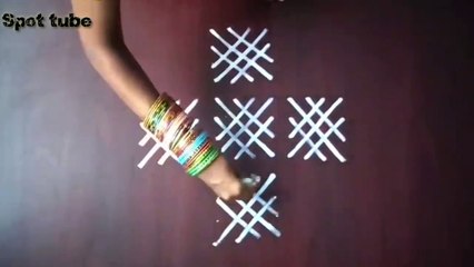 #Spot Tube || Easy Rangoli Design with 12_4 to 4_4 dots _ Easy Rangoli _ Kolam