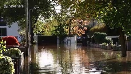 Heavy rain causes flooding in Hereford, UK