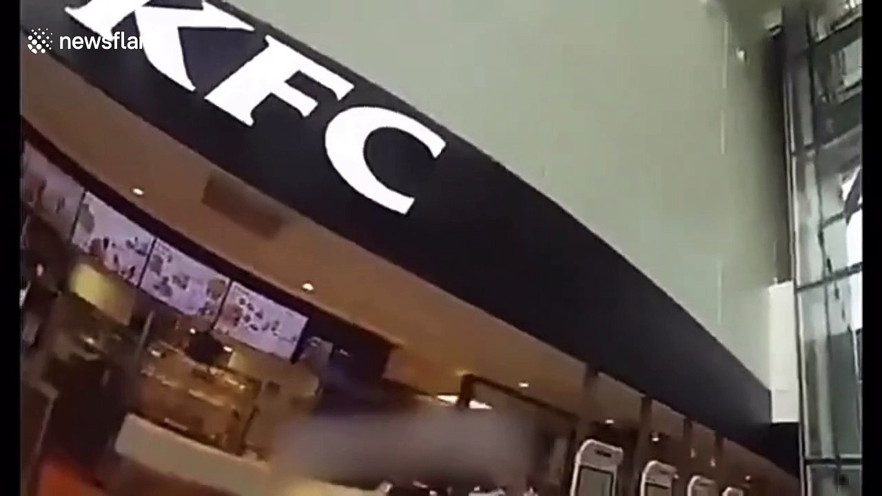 Heroic soldiers catch suicidal woman who jumped off 33ft departure hall at Chinese airport