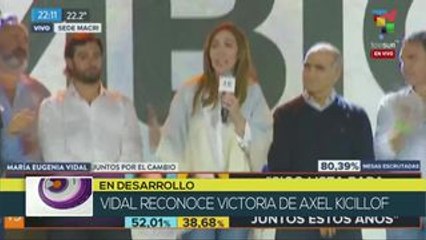 Acepta María Eugenia Vidal triunfo de Axel Kicillof en Buenos Aires