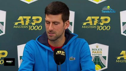 Rolex Paris Masters 2019 -  Novak Djokovic and the place of world No. 1: "I try not to think about it"