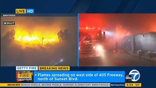 Breakin New, Fire in Los Angeles California EEUU, October 28th, 2019, Near of Getty Center, 405 freeway, Evacuations