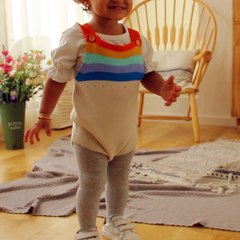 GogogoBaby Rainbow Stripes Bodysuit Knitted Baby Suspender Onesies