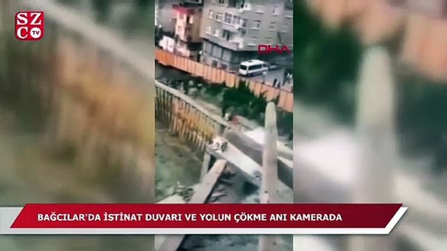 İstinat duvarı ve yol böyle çöktü