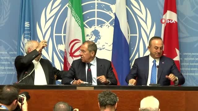 Dışişleri Bakanı Çavuşoğlu, Rus ve İranlı mevkidaşlarıyla ortak basın toplantısı düzenledi