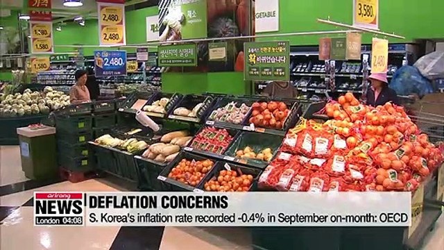 S. Korea's consumer price index falls to -0.4% m/m in September, lowest among OECD