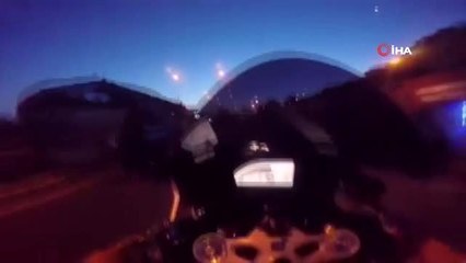 Motosikletli magandanın "tek teker" ve "makas" terörü kamerada