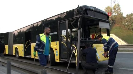 İETT otobüsü park halindeki kamyonete çarptı: 1 yaralı