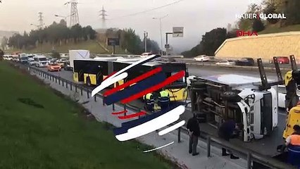 Kağıthane'de İETT otobüsü kamyonete çarptı