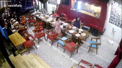 Shocking scenes as brawl breaks out in Indian restaurant kitchen between staff and impatient customers
