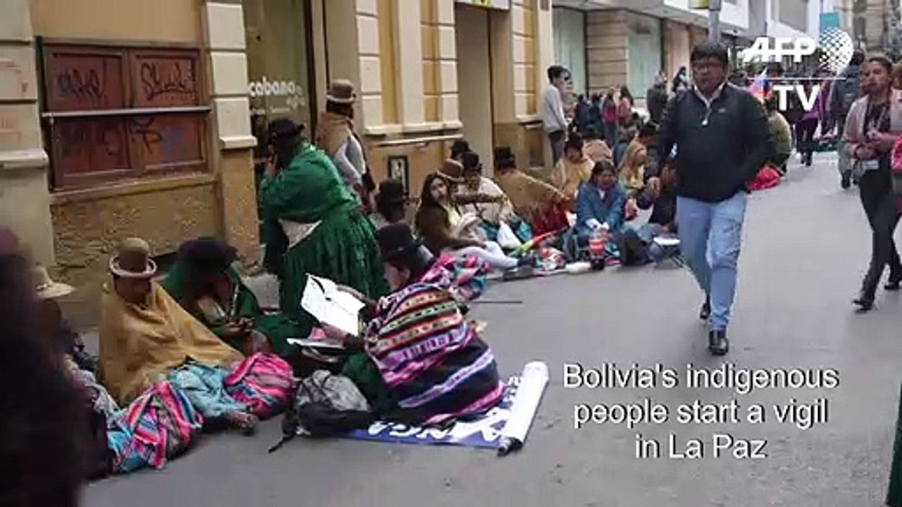 Indigenous people hold vigil in support of Bolivian President Morales