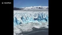 Rare footage captures massive glacier calving in Alaska