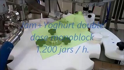 Monoblock for jam + yogurt double dosing