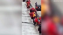 Police chase rogue driver who busted barricade at Chiefs' parade