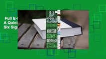 Full E-book  Lean Six Sigma For Beginners: A Quickstart Beginner's Guide To Lean Six Sigma  For