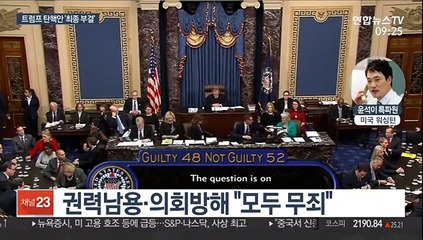 美상원, 트럼프 탄핵심판서 '무죄선고'…탄핵절차 종결