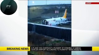 Plane skids off runway at airport in Istanbul