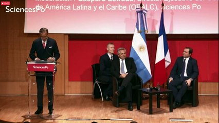 Conferencia  del presidente Fernández en el Instituto de Estudios Políticos de París