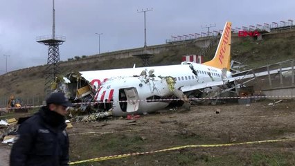 Sabiha gökçende pistten çıkan uçaktaki hasar gündüz görüntülendi