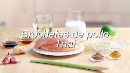 Receta  de brochetas de pollo thai