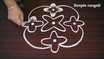 Beginners Kolam with 7X1 Dots   Simple Rangoli Designs   Muggulu for Beginners