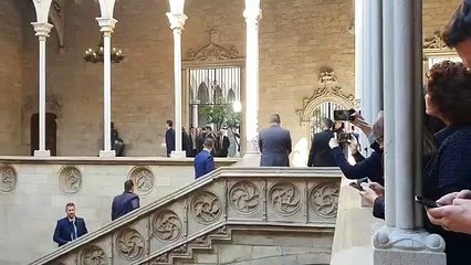 Quim Torra recibe a Pedro Sánchez en el Palacio de la Generalidad