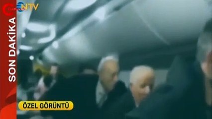 Pistten çıkan uçağın içindeki panik anları kamerada