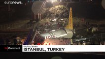 Video captures moment plane skids off runway in Istanbul