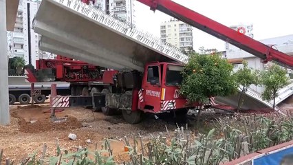 40 tonluk beton kirişi taşıyan vincin bomu kırıldı