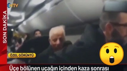 Pistten çıkan uçaktaki panik anları kamerada !