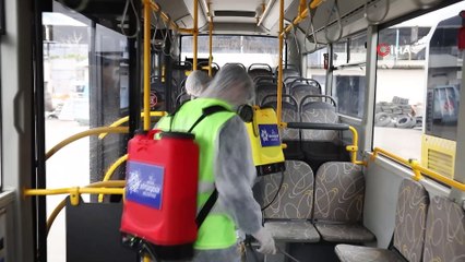 Aydın’da şehir içi ulaşım araçları dezenfekte edildi