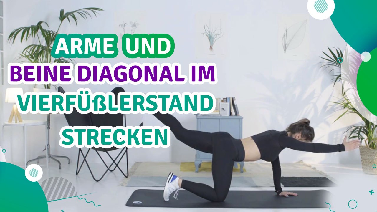 Arme und Beine diagonal im Vierfüßlerstand strecken - Du Bist Fit