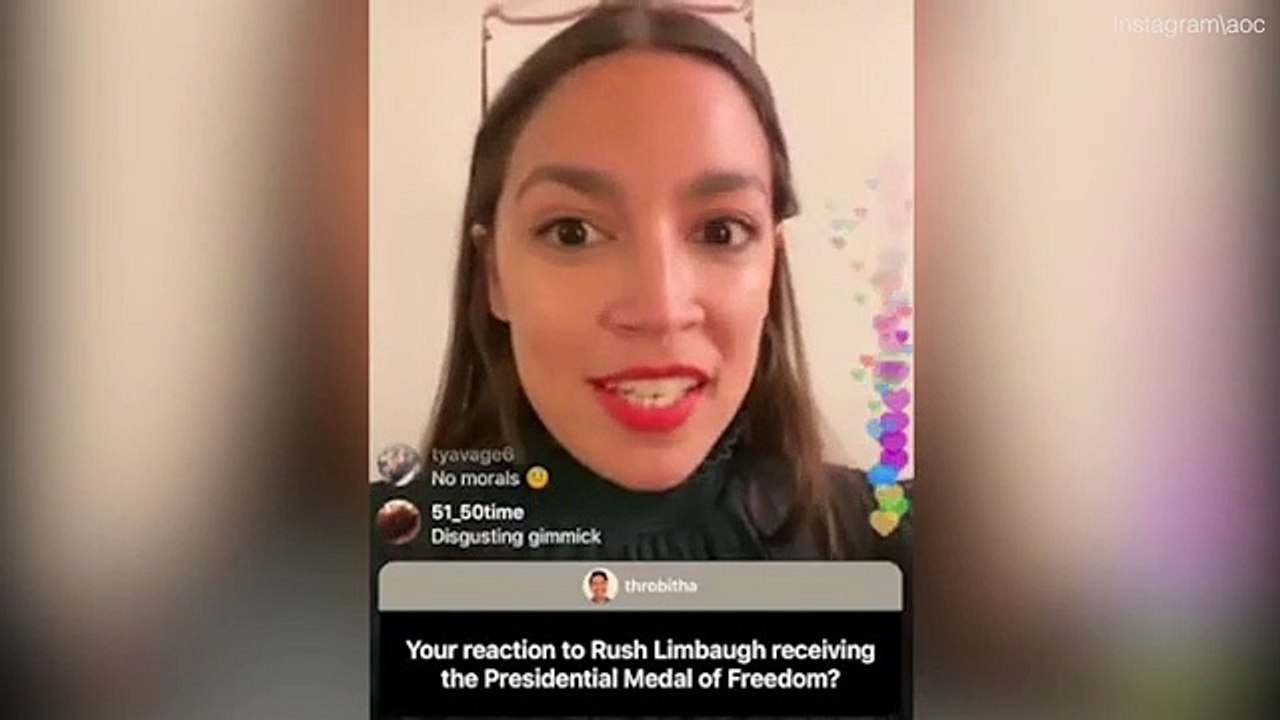 Video Alexandria Ocasio-Cortez slams Medal of Freedom winner Rush Limbaugh  Daily Mail Online