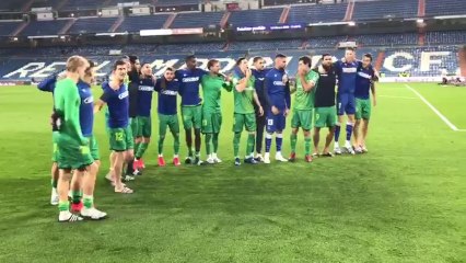 La Real Sociedad celebra la victoria ante el Real Madrid