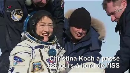 L'astronaute américaine Christina Koch de retour sur terre, après 11 mois à bord de l'ISS