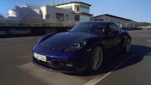 The new Porsche 718 Cayman GTS 4.0 in Gentian Blue Driving Video